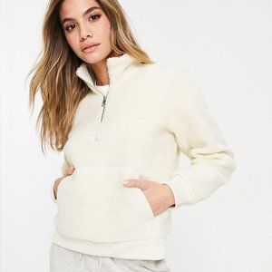 Calvin Klein Sherpa Mock Neck Half Zip Beige Sweatshirt - XL NWT